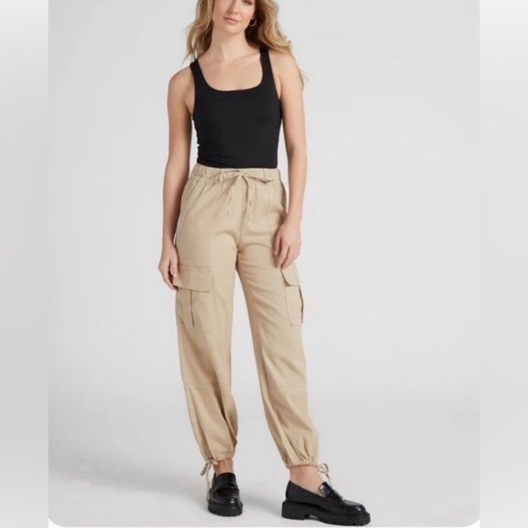 Habitual Pants - Habitual Women’s Flowy Cargo Jogger Drawstring Highwaisted Ankle Ties Pants SZ S
